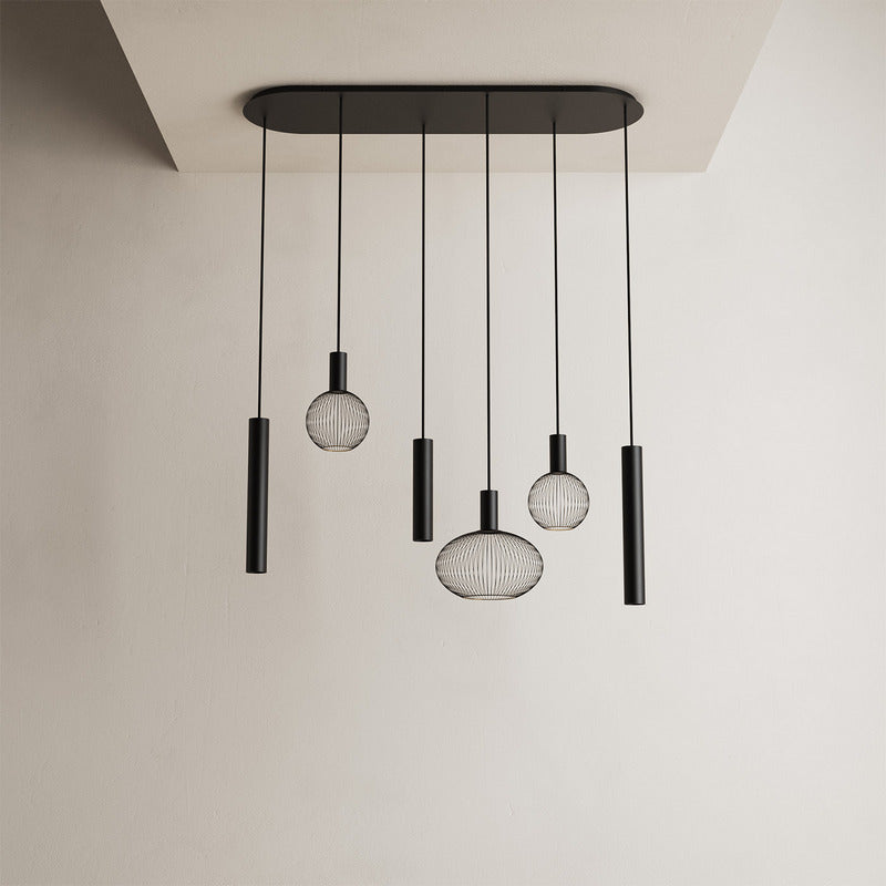 Ztahl Como 6-Lichts Hanglamp Zwart Exclusief Lichtbronnen