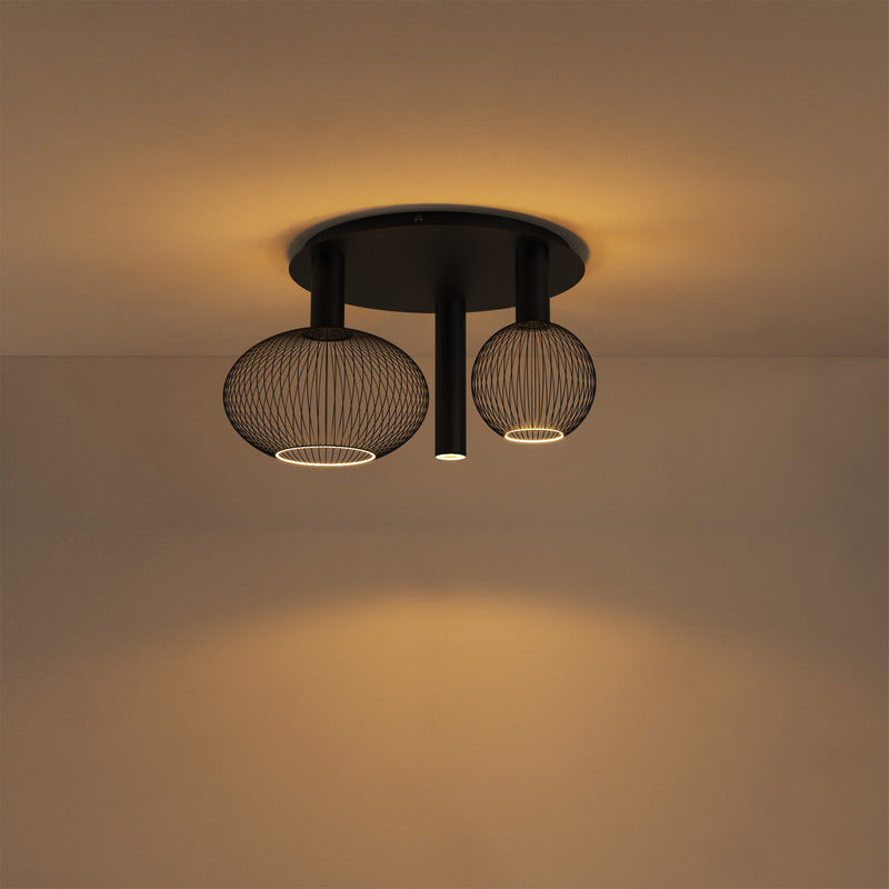 Ztahl Como 3-Lichts Zwart Plafondlamp 9160-9005 Exclusief Lichtbronnen