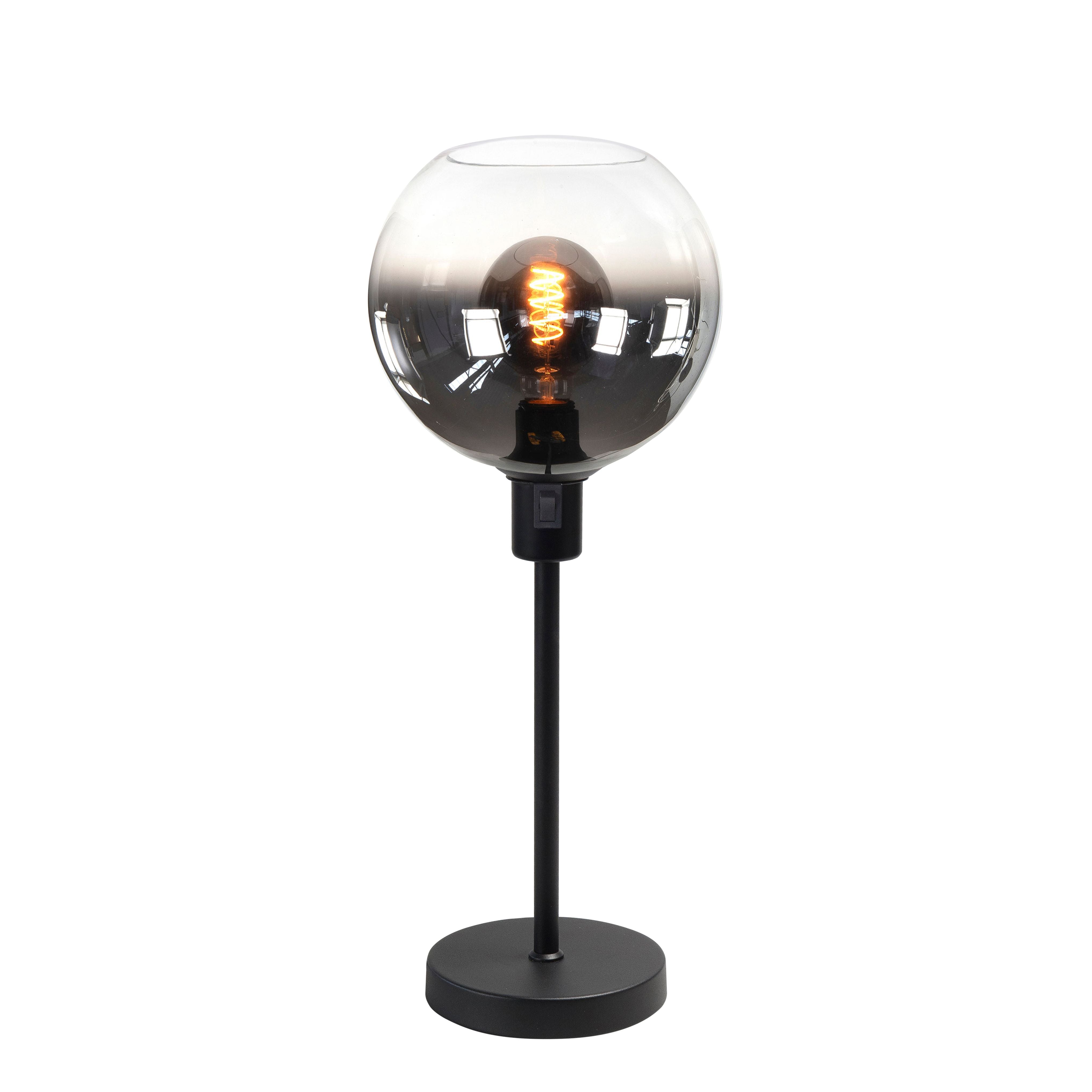 Fantasy Globe Tafellamp Zwart met Gradient Smoke Glas - De Smid Verlichting