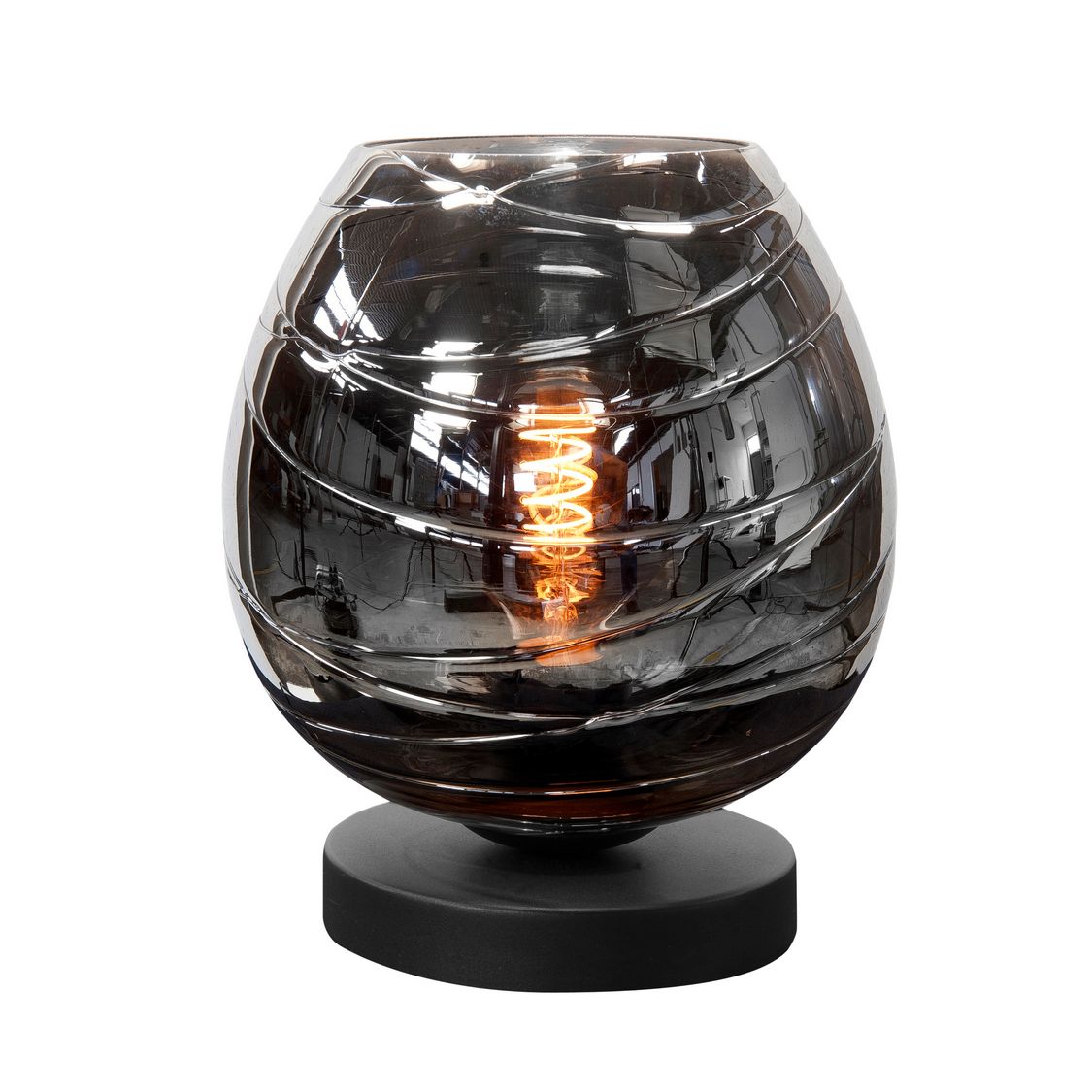 Fantasy Apple Tafellamp Laag Zwart met Smoke Glas - De Smid Verlichting