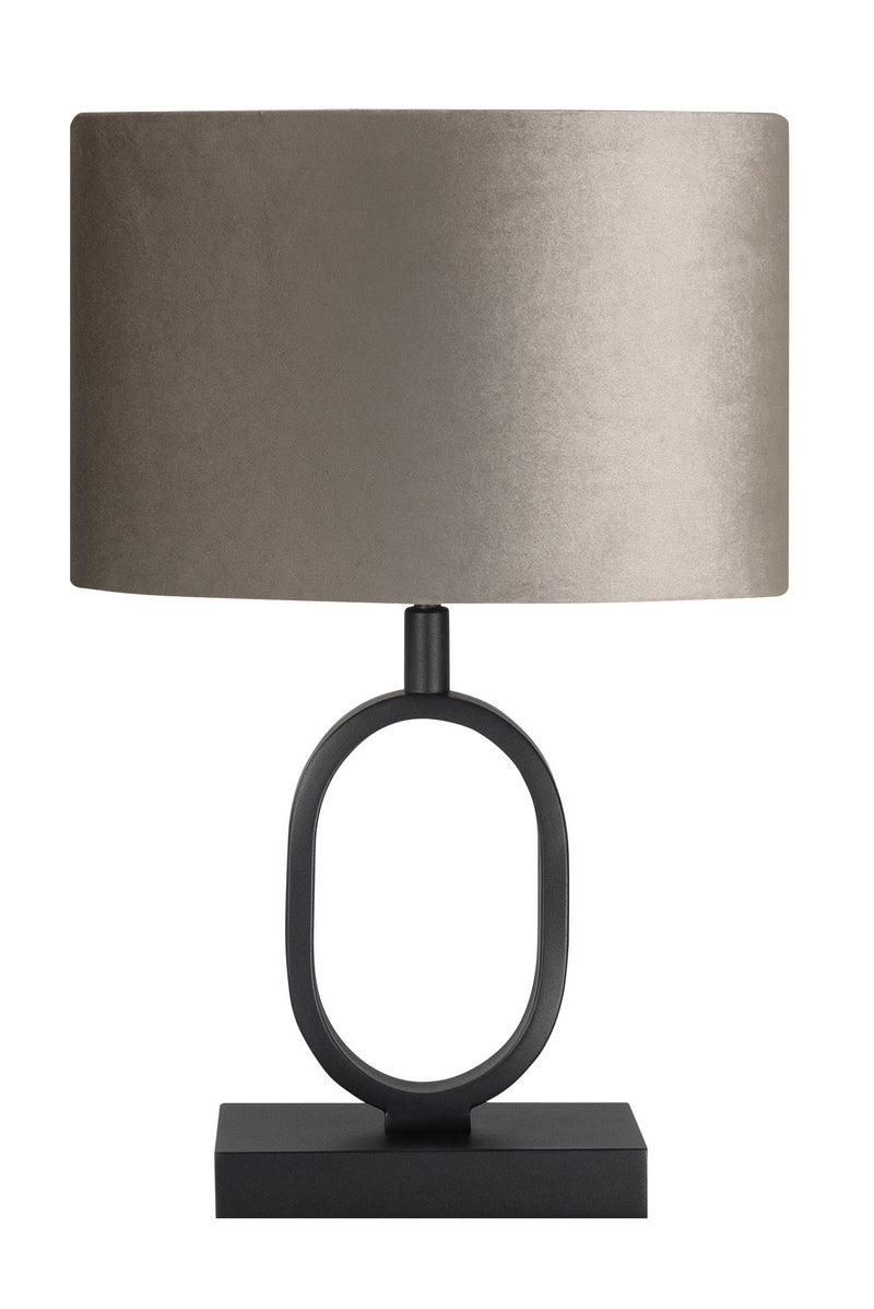Verona Tafellamp klein zwart met Velouse Stoffen kap Taupe on Taupe T1288.01 + O4440.20