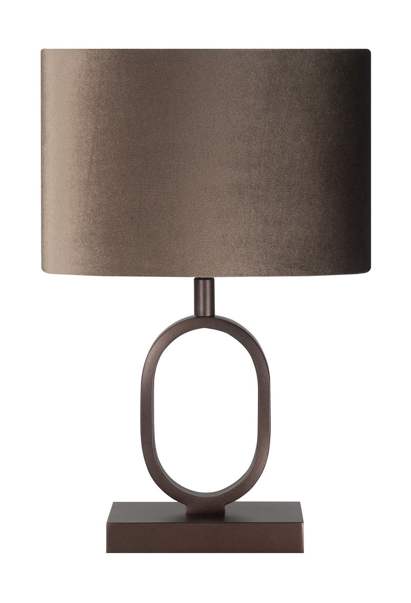 Verona Tafellamp klein Choco met Velouse Stoffen kap Earth on Gold T1288.04 + O4440.02