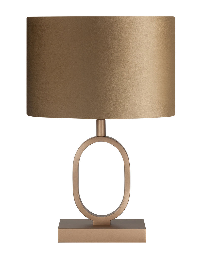 Verona Tafellamp klein Brons met Velouse Stoffen kap Coffee on Gold T1288.32 + O4440.20