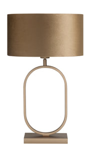 Verona Tafellamp Brons +Velourse Stoffenkap Coffee in Gold T1290.32+O4442.10
