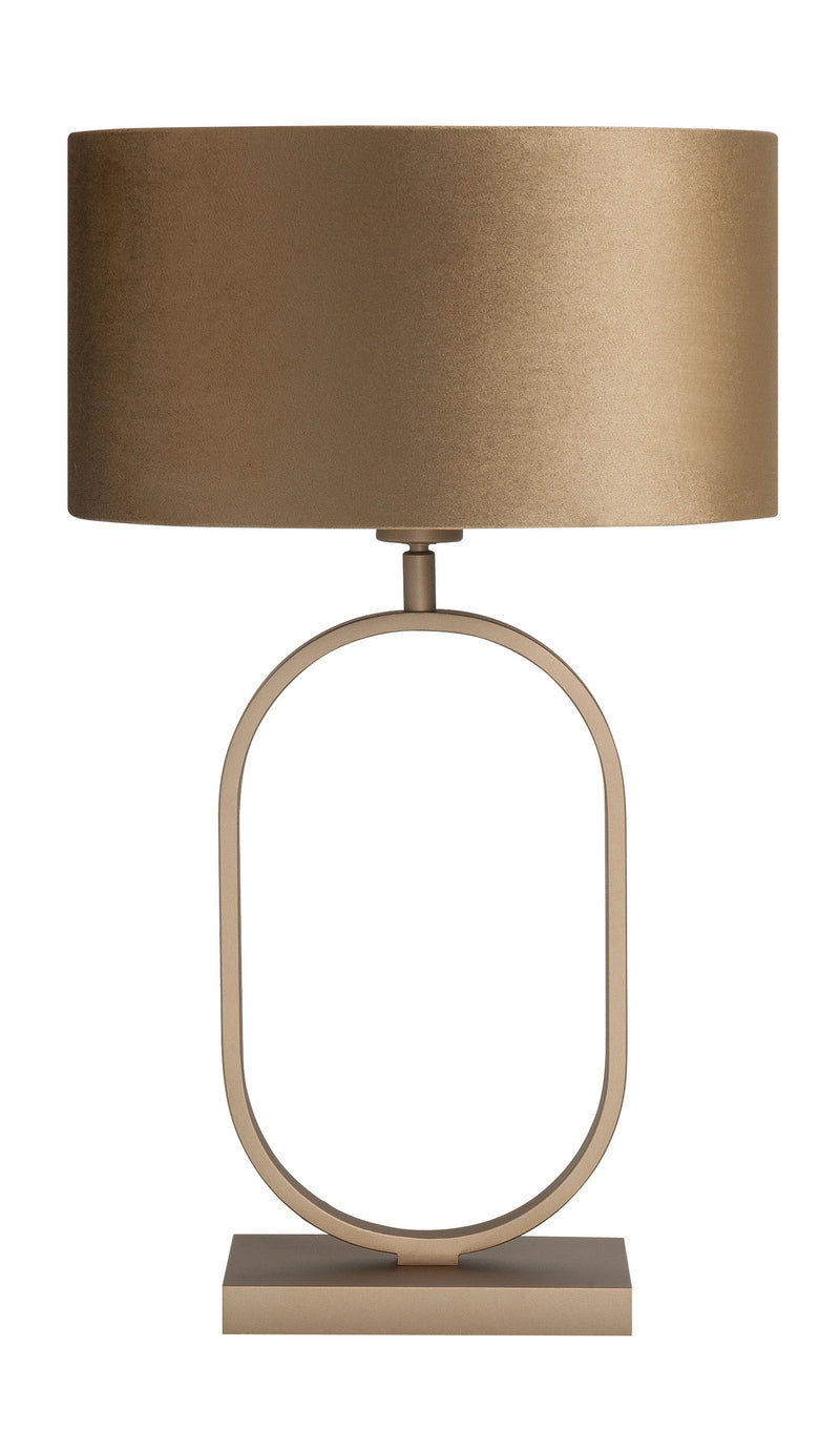 Highlight Verona Tafellamp+Velourse Stoffenkap T1290.32+O4442.10 Brons/Coffee in Gold