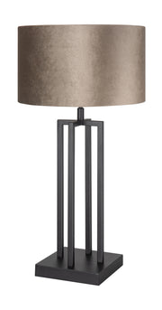 Modena Tafellamp Zwart met Stoffenkap Taupe on Taupe T1297.01 + O4423.20