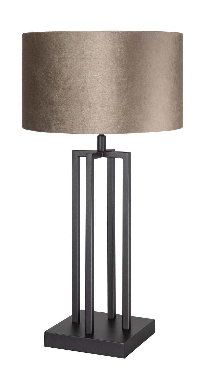 Modena Tafellamp Zwart met Stoffenkap Taupe on Taupe T1297.01 + O4423.20
