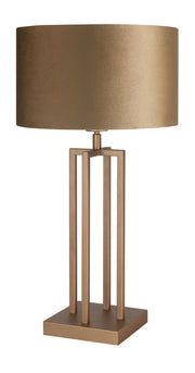 Modena Tafellamp Brons met Stoffenkap Coffee in Gold T1297.32 + O4423.10