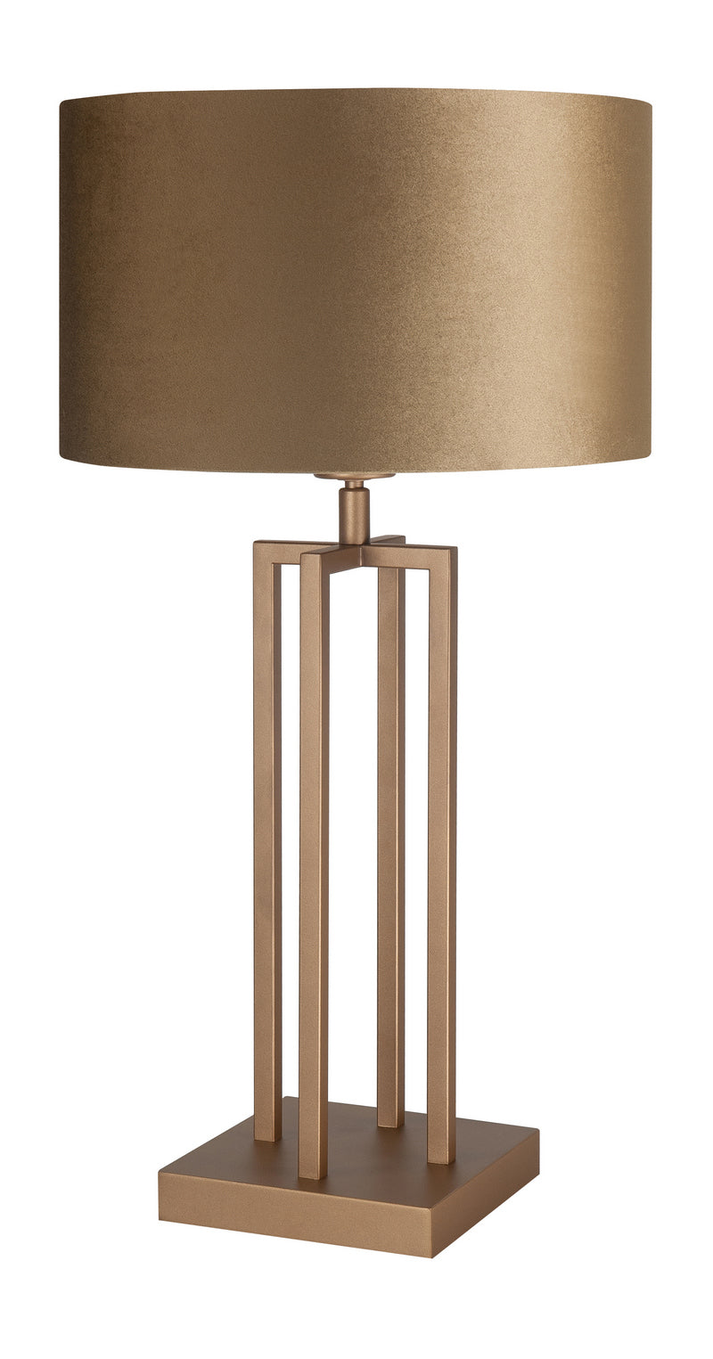 Modena Tafellamp Brons met Stoffenkap Coffee in Gold T1297.32 + O4423.10