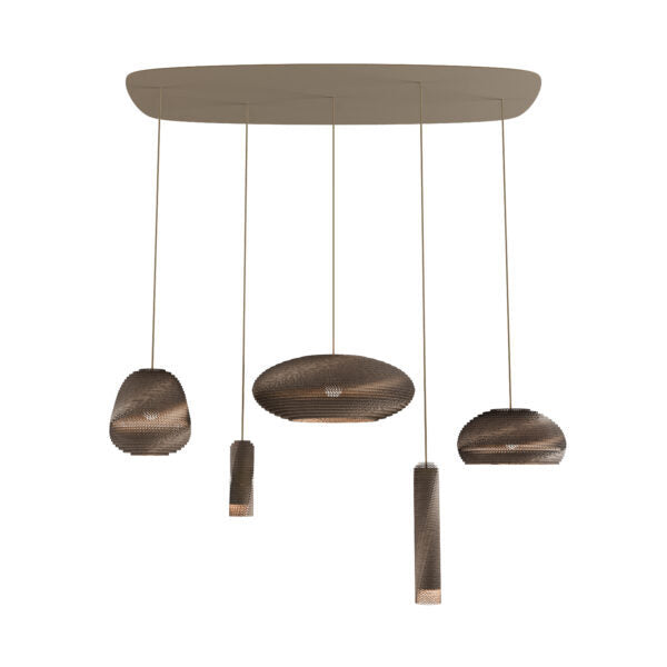 Think Paper 5-Lichts Hanglamp 1100 Beige Exclusief Lichtbronnen
