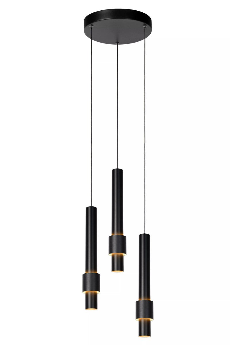 3-Lichts Hanglamp Tubes 3 x 433 lumen Black