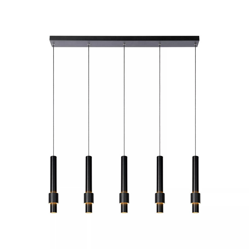 5-Lichts Hanglamp Tubes 5 x 460 lumen Black