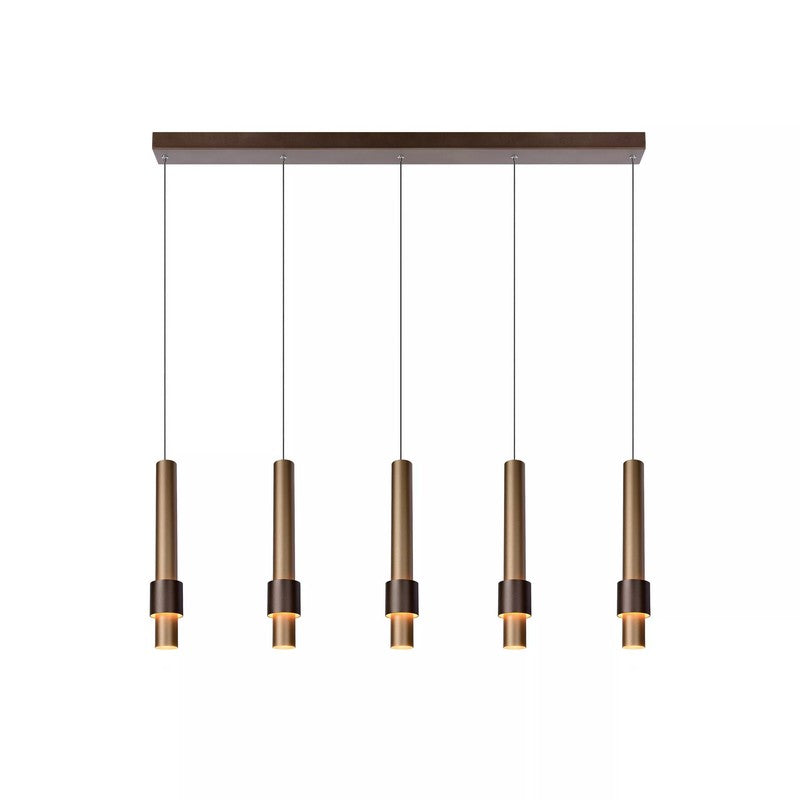 5-Lichts Hanglamp Tubes 5 x 460 lumen Coffee