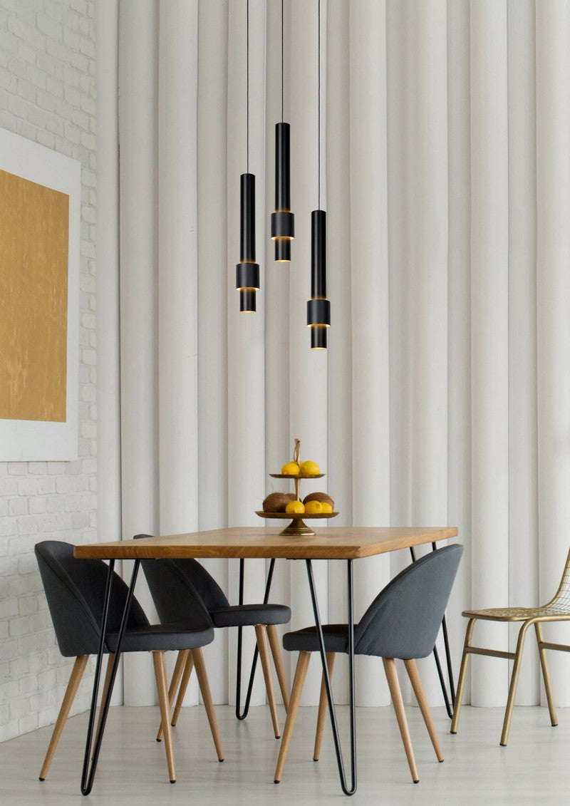3-Lichts Hanglamp Tubes 3 x 433 lumen Black