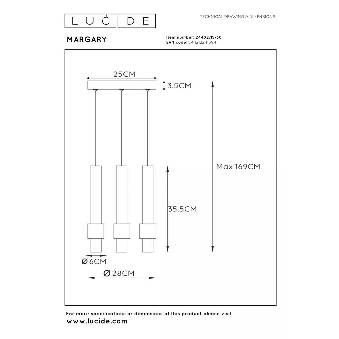 3-Lichts Hanglamp Tubes 3 x 433 lumen Black - De Smid Verlichting