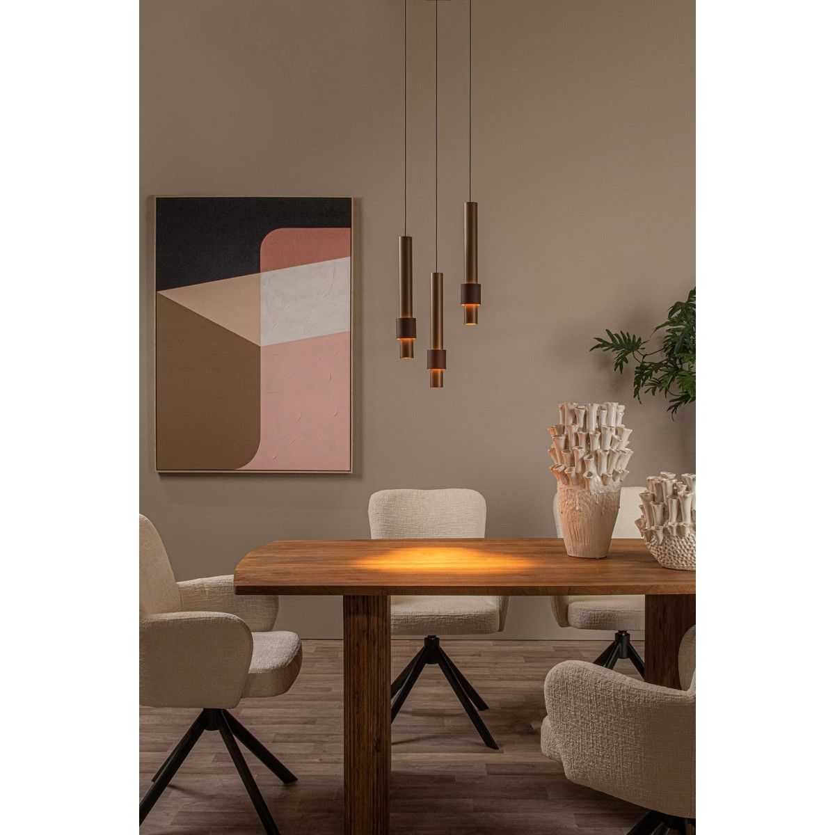 3-Lichts Hanglamp Tubes 3 x 433 lumen Coffee - De Smid Verlichting