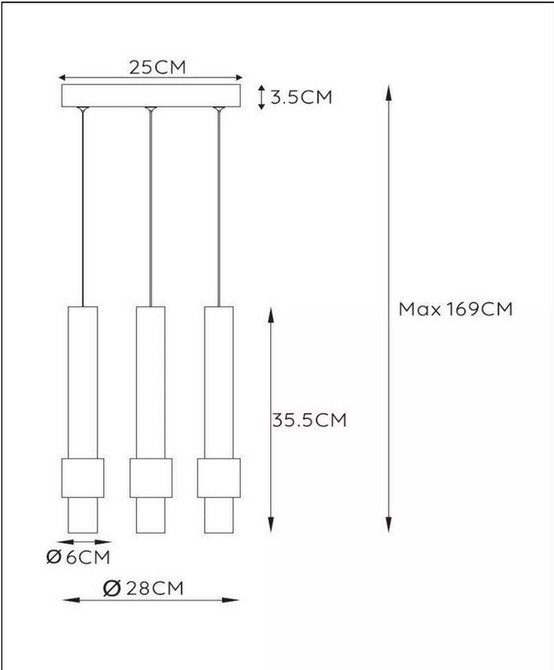 3-Lichts Hanglamp Tubes 3 x 433 lumen Coffee