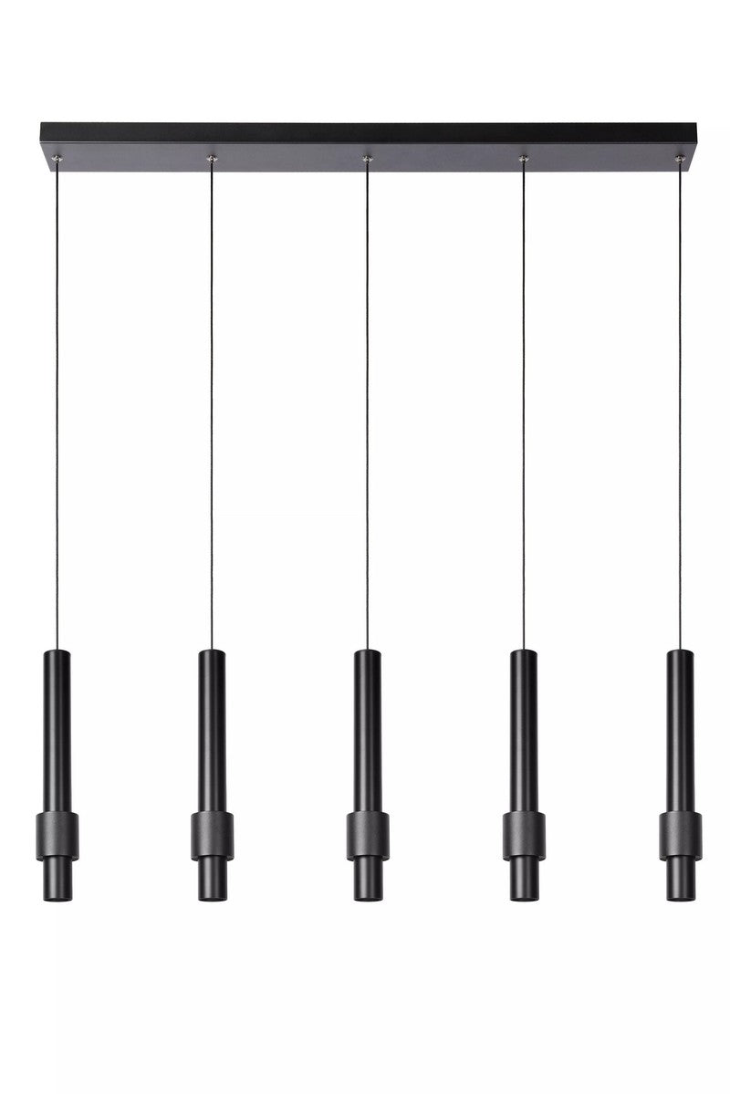 5-Lichts Hanglamp Tubes 5 x 460 lumen Black