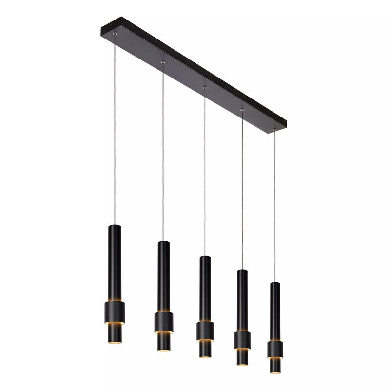 5-Lichts Hanglamp Tubes 5 x 460 lumen Black