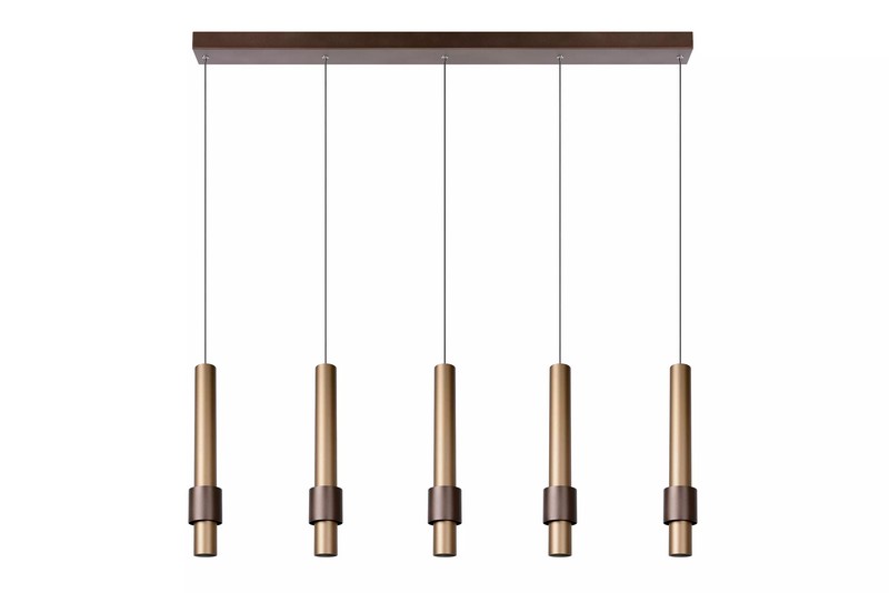 5-Lichts Hanglamp Tubes 5 x 460 lumen Coffee