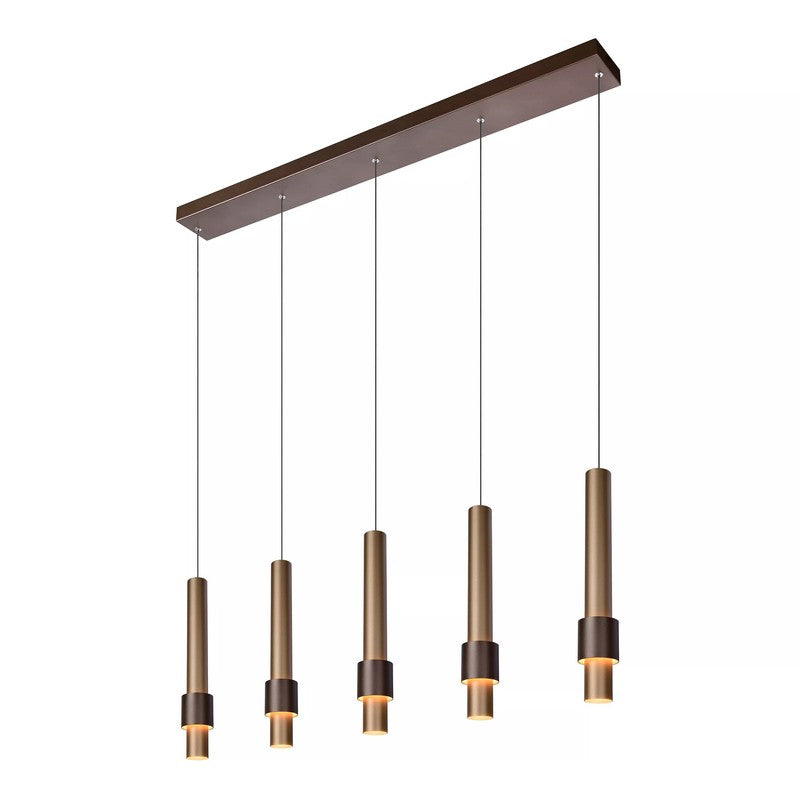 5-Lichts Hanglamp Tubes 5 x 460 lumen Coffee
