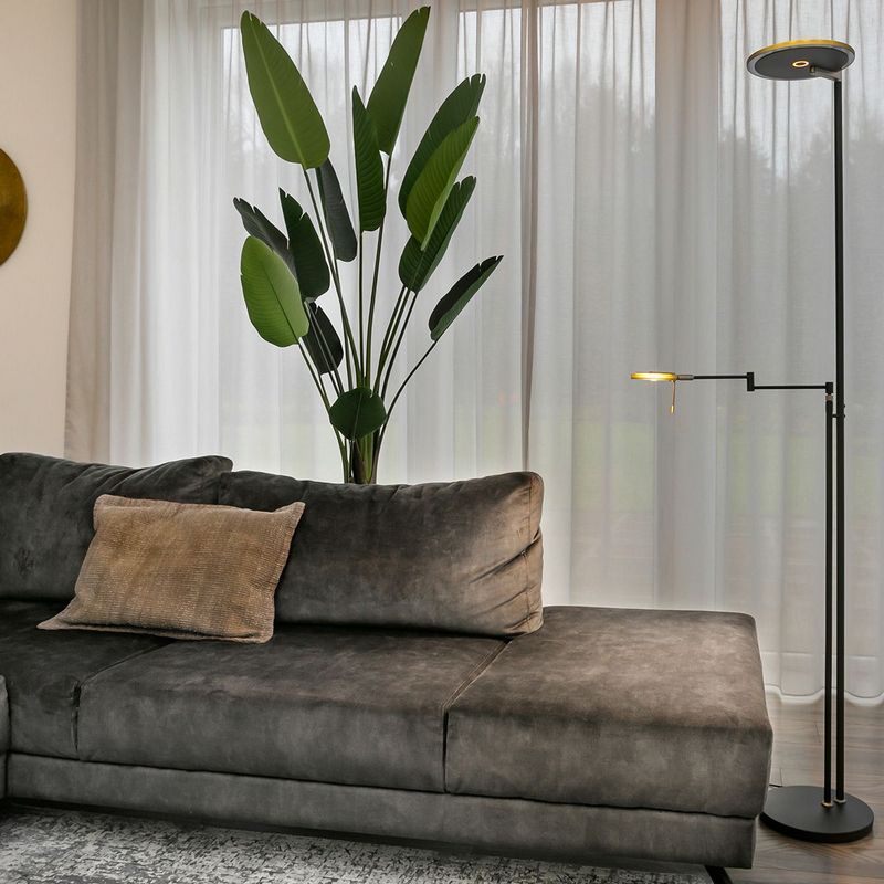 Steinhauer Turound LED 2L-Vloerlamp Zwart/Rook Glas