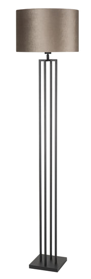 Modena Vloerlamp Zwart met Stoffenkap Taupe on Taupe V4297.01 + O4425.20