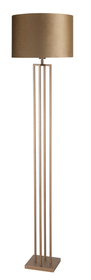Modena Vloerlamp Brons met Stoffenkap Coffee in Gold V4297.32 + O4425.10