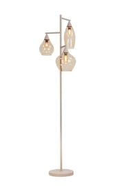 Highlight Cambio 3-Lichts Vloerlamp V4559.03 Zand met Bruin Glas