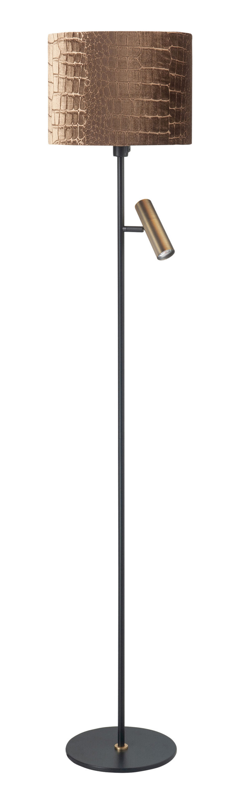 Trend 2-Lichts vloerlamp+Stoffen Kap Zwart/Goud/Brons