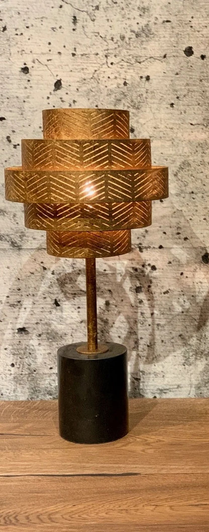 Leclercq en Bouwman Vegas Tafellamp Ambachtelijk Brons+Voet Zwart Marmer LB031/1TLbr