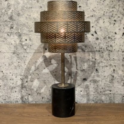 Leclercq en Bouwman Vegas Tafellamp Ambachtelijk Zilver+Voet Zwart Marmer LB031/1TLzlv