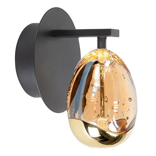 Golden Egg 1-Lichts wandlamp Goud/Zwart - De Smid Verlichting