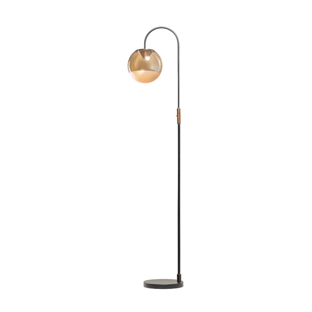 ETH Yvonne Vloerlamp 1-Lichts – Zwart met Amberkleurig Glas (6W, dimbaar)