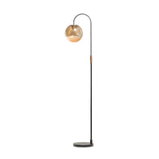 ETH Yvonne Vloerlamp 1-Lichts – Zwart met Amberkleurig Glas (6W, dimbaar)
