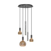 Ztahl Riva hanglamp Rond 5- Lichts 4330-Vernikkeld met Zwart Op=Op De Laatste Showroom model NU: