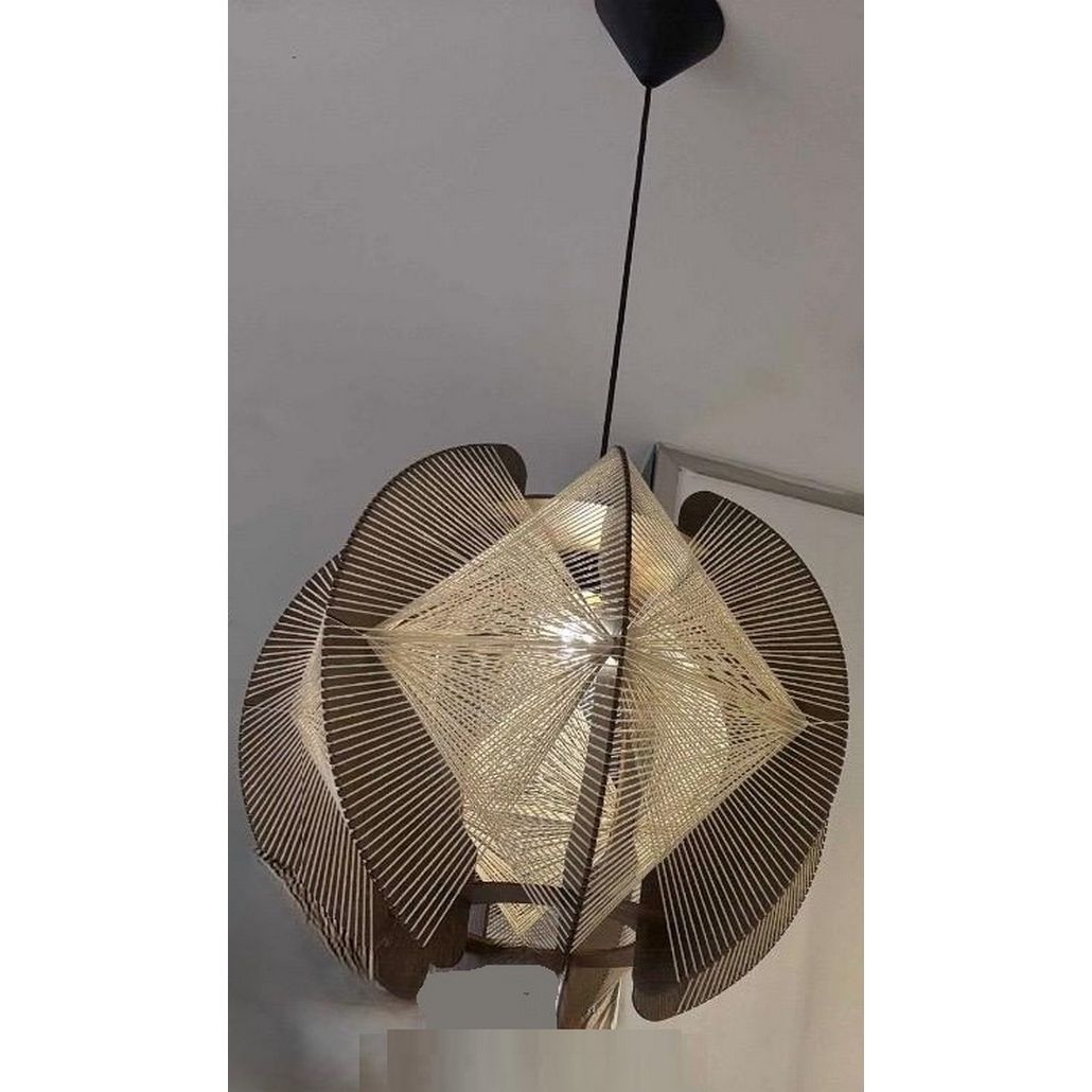 ETH Jessica Hanglamp Walnoot  E27 Max 9W. Ø40cm 2.5m - De Smid Verlichting