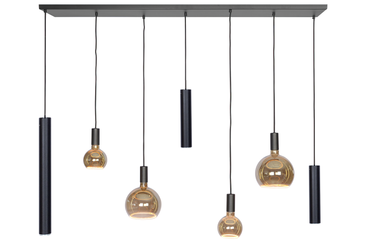 Ztahl Riva 7-Lichts Hanglamp 145x22cm 3x Ø51mm 4380-Platinum