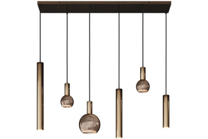Ztahl Riva 6-Lichts Hanglamp 120x22cm 4370-9005 3x Ø51mm Zwart