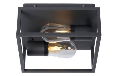 Lucide Carlyn 2L. Plafonnière Badkamer Zwart IP54 De Laatste Showroommodel de Laatste NU