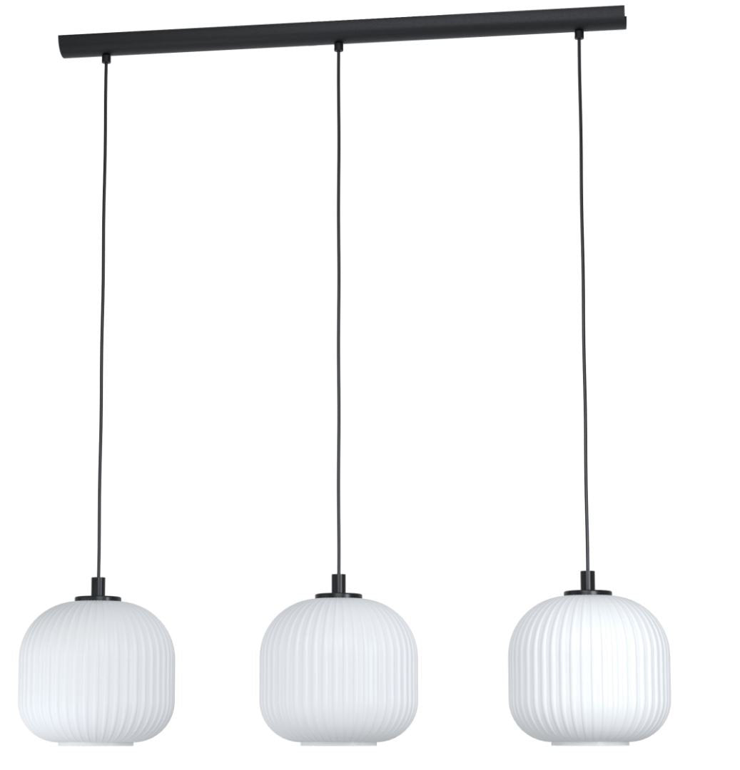 Lifestyle Crawley 3-Lichts Hanglamp Zwart/Glas Wit