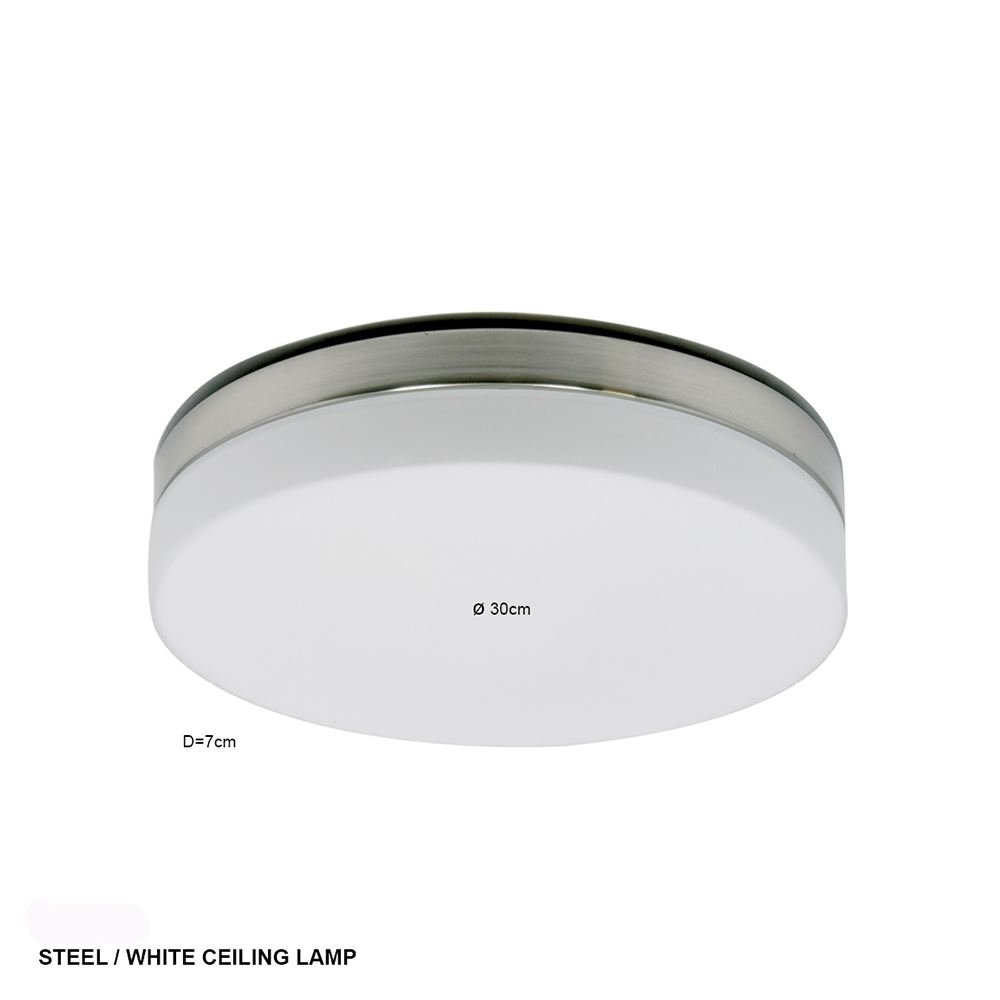 Steinhauer Bath Plafondlamp 30cm Nikkelmat/Glas