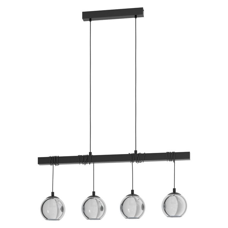 Lifestyle Gallora 4L-Hanglamp Zwart/Smoke