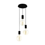 Eglo Pozueta 3-Lichts Hanglamp Rond Zwart