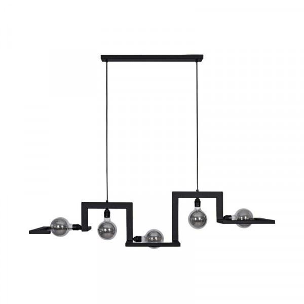 Ztahl Tortona 5-Lichts Hanglamp Mat Zwart
