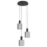 Eglo Berregas 3L- Hanglamp Zwart/Titanium Glas