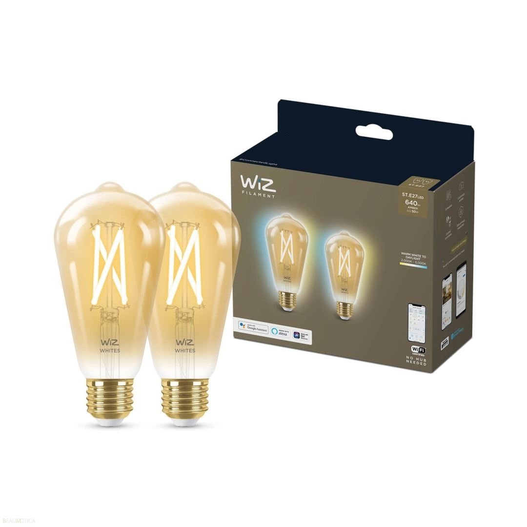 Wiz Wi-Fi 50W ST64 E27 920-50 Amber decor 2pack