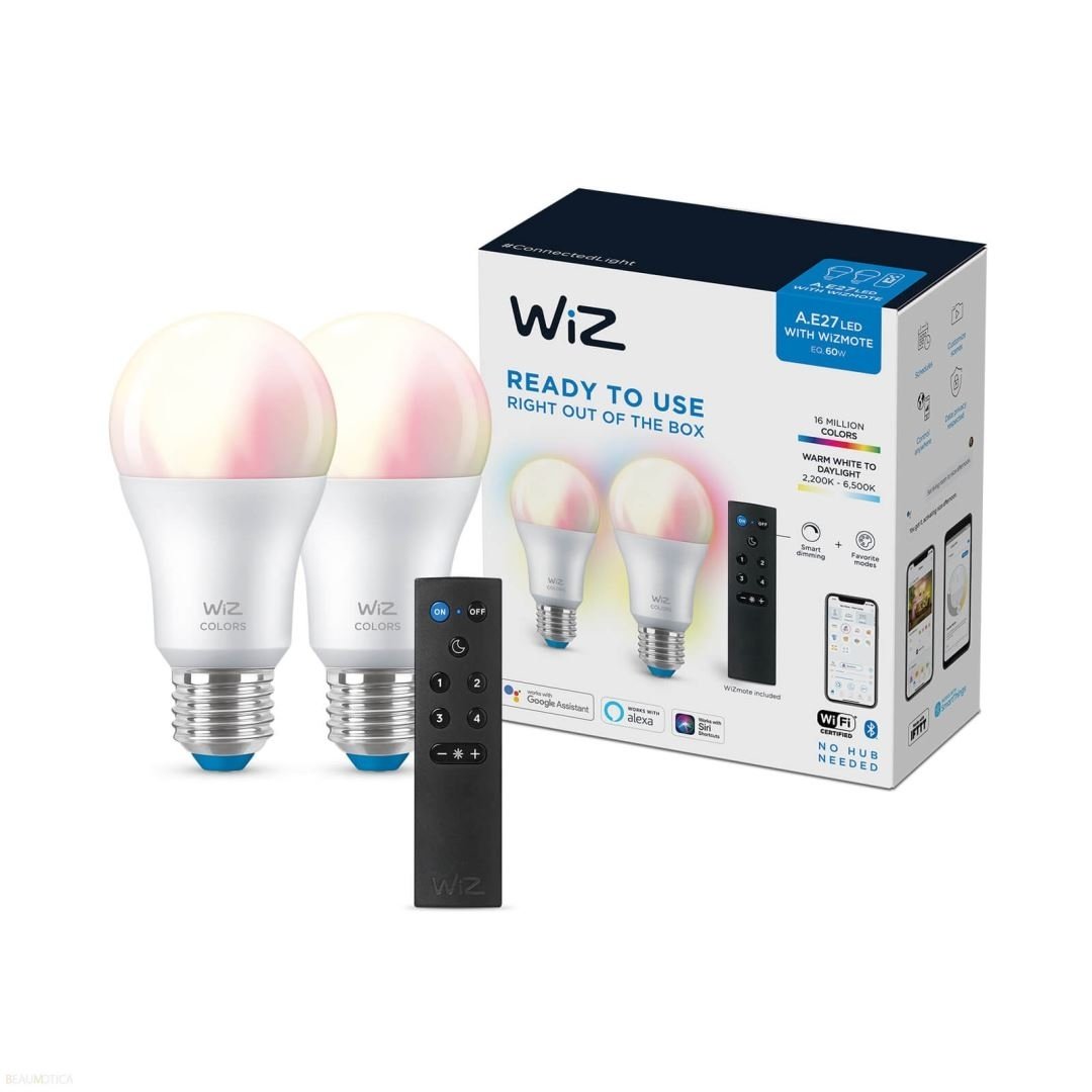Wiz Wi-Fi BLE Color/8.5W A60 2PK+Remote6/2CT