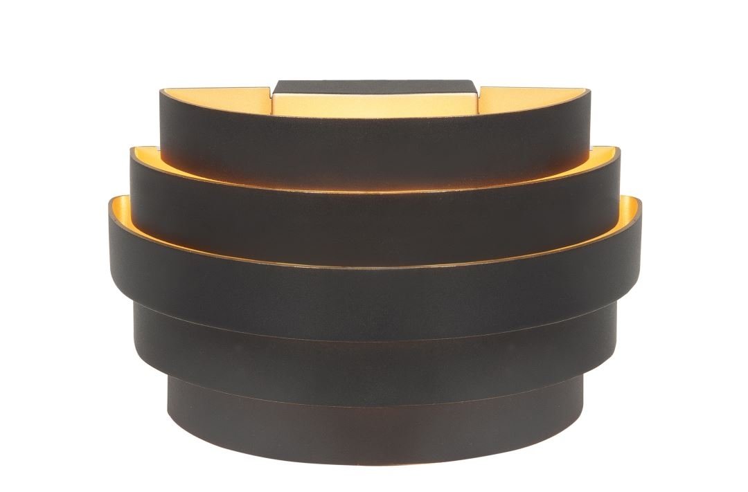 Highlight Scudo 20cm Wandlamp Zwart/Goud W3640.01