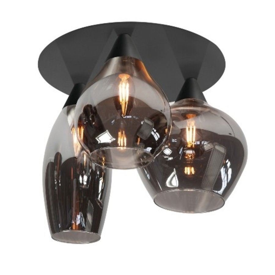 Highlight Cambio 3L-Plafondlamp P6859.01 Zwart/Smoke glas